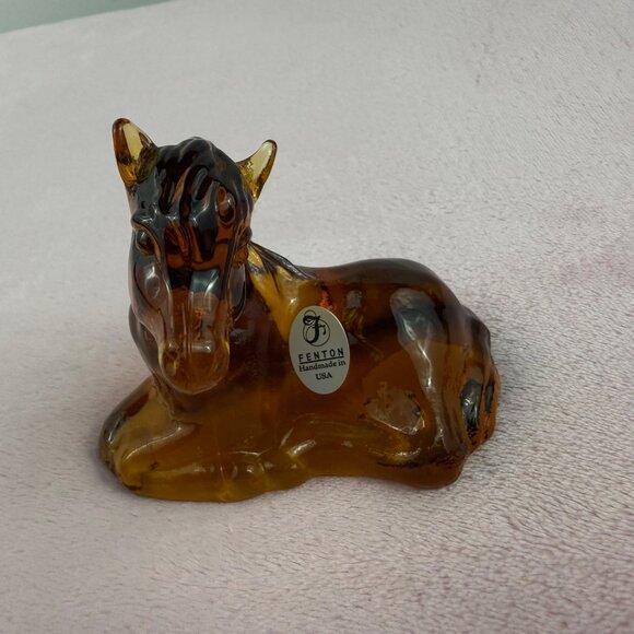 Fenton Handmade Amber Glass Horse Foal Figurine 4" Collectible Decor Vintage Mad - Picture 11 of 13